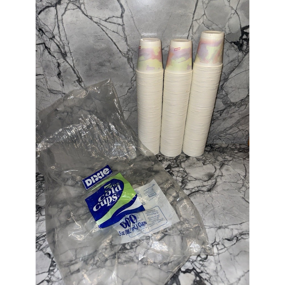 Vintage Dixie Cups Aurora Pastel Watercolor 300+ Cups NEW 3 Ounce 90s NOS